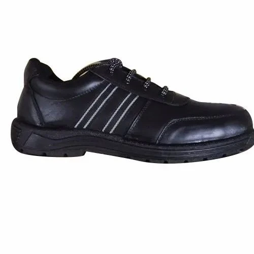Men's Black Leather Safety Shoe