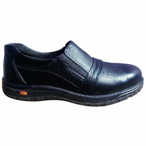 Men's Black Leather Slip-On Shoes