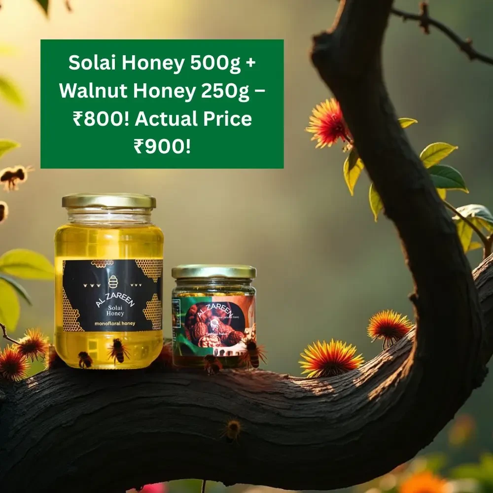 Al Zareen Kashmiri Honey Combo: 500g Solai + 250g Walnut Infused Honey