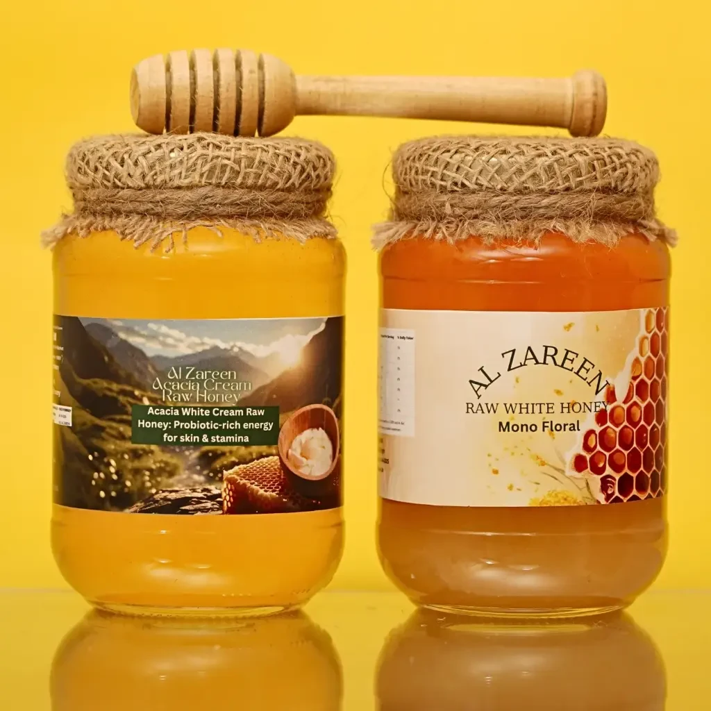 Al Zareen Kashmiri Honey Bumper Combo Offer: Raw Acacia + White Cream Raw Honey