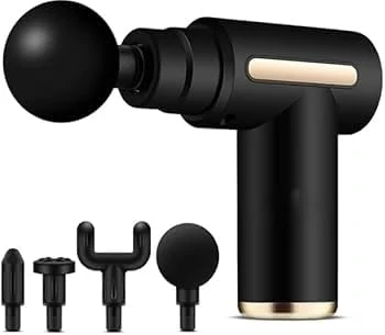 Digital Wave Massage Gun for Pain Relief - Portable Handheld Percussion Massager with 4 in 1, 6 Speeds - Quiet Electric Muscle Recovery Tool for Back, Neck,...