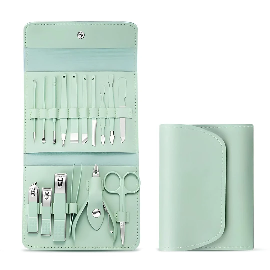 Digital Wave Nail Clipper Kit, 16 Pieces Stainless Steel Manicure Pedicure Set, Professional Grooming Tools for Hand Face and Foot Care with Scissors...