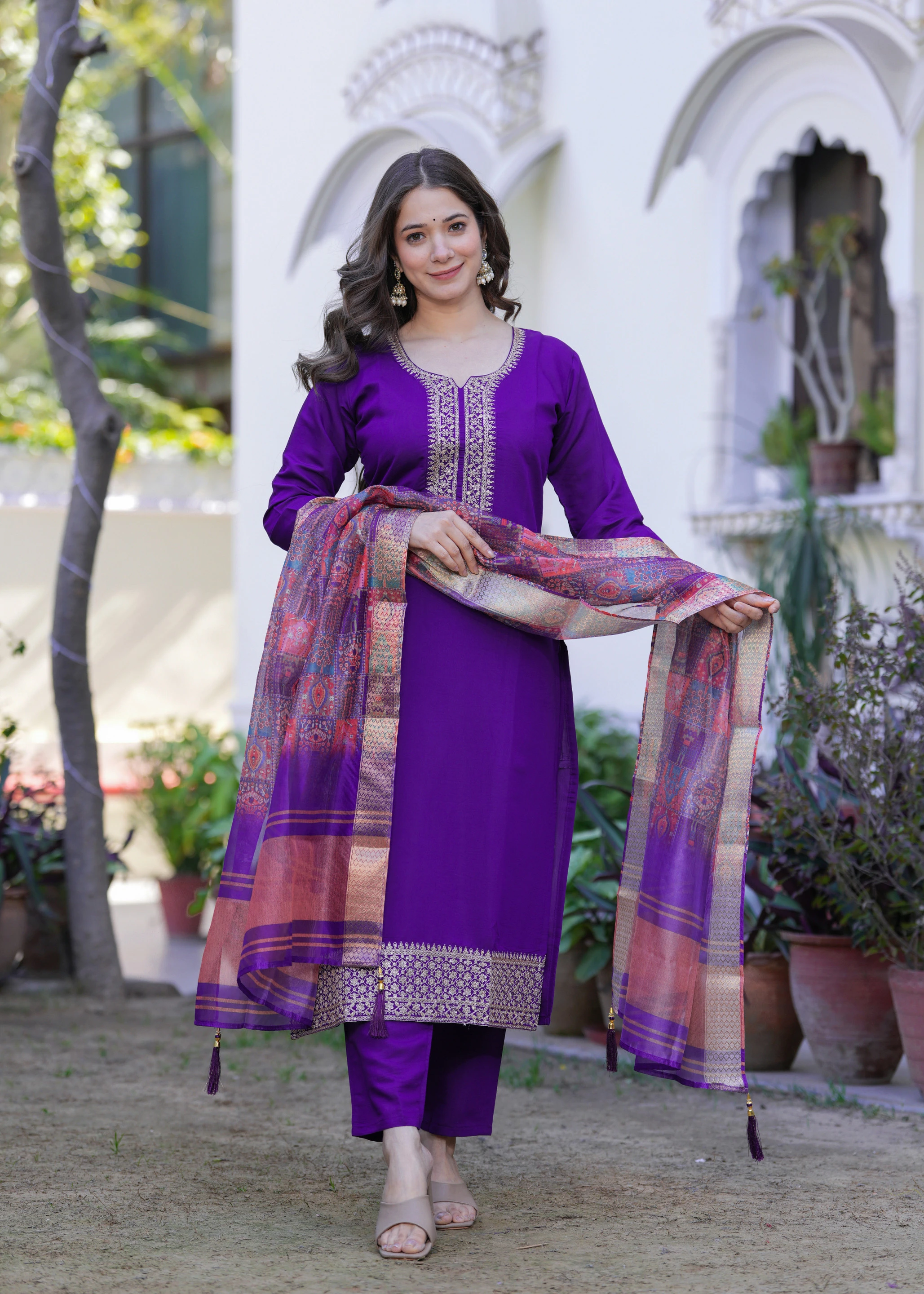 Hetvi Creation Embroidered Kurta, Trouser/Pant & Dupatta Set