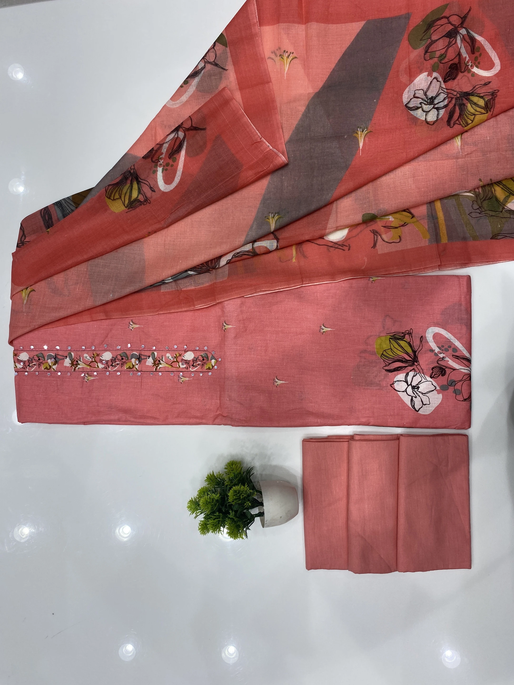 Hetvi designer Unstitched Cotton Blend Salwar Suit Material Solid