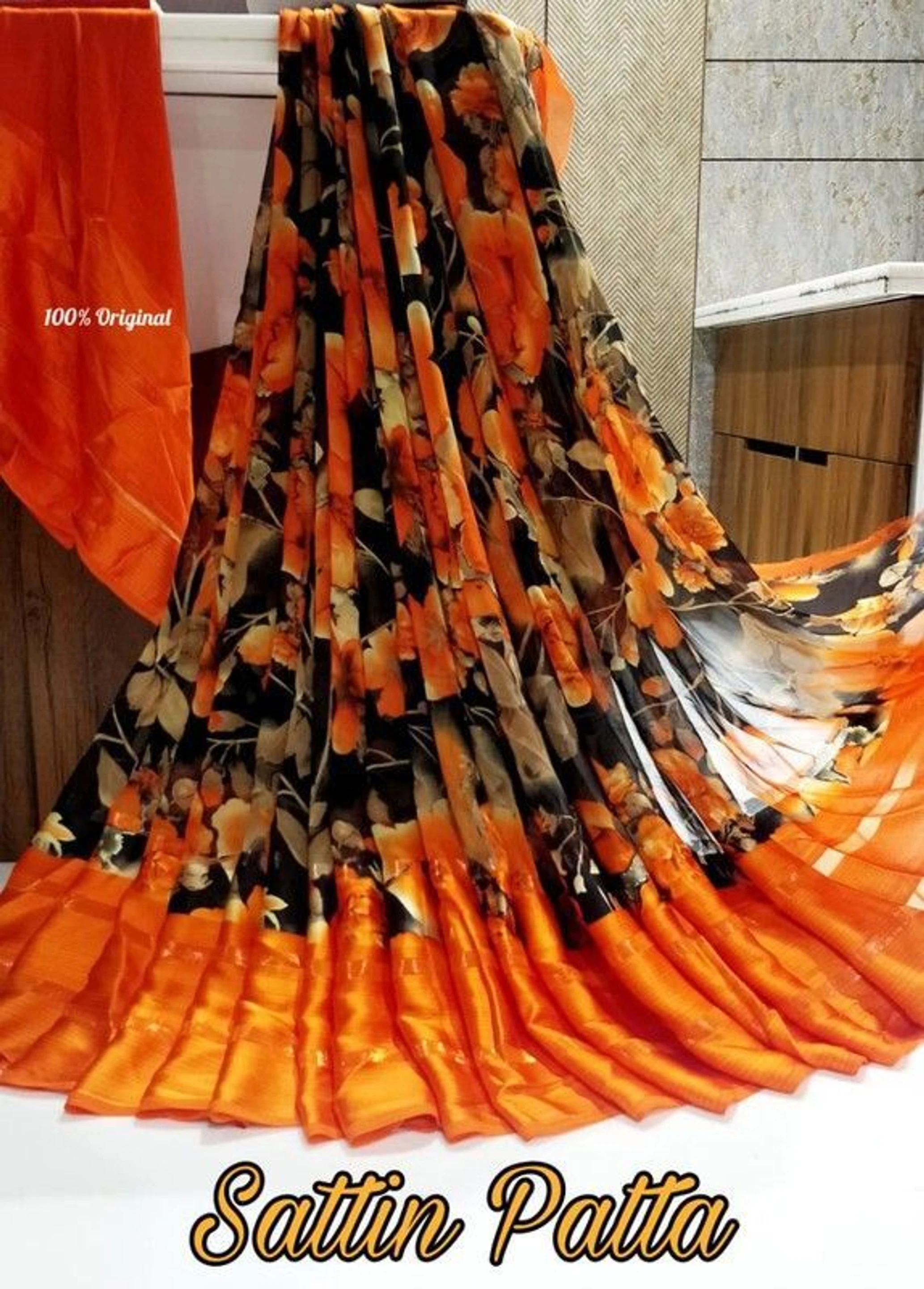 hetvi Printed Bollywood Georgette Saree (Orange)