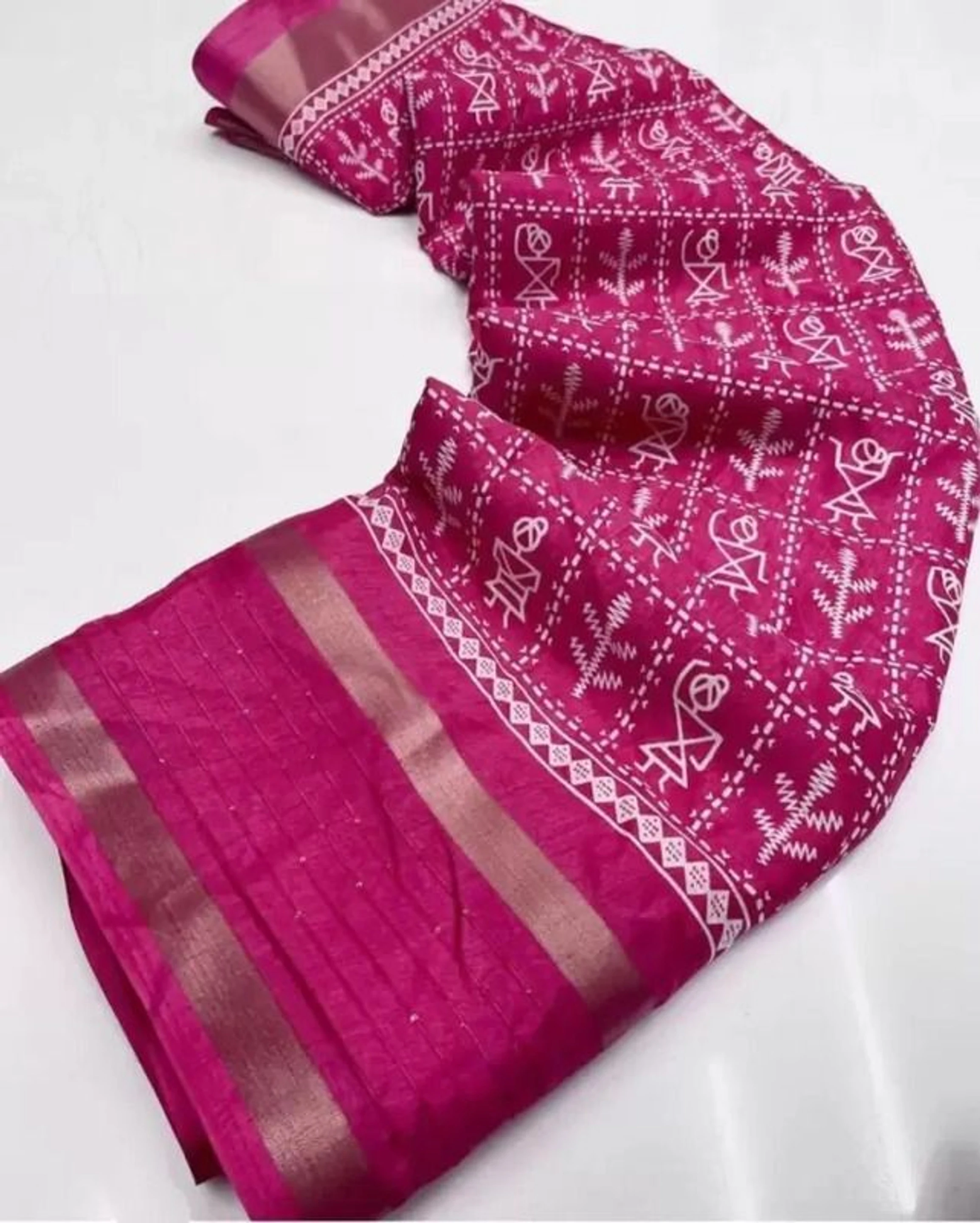 hetvi Printed Bollywood Silk Blend, Art Silk Saree (Red)