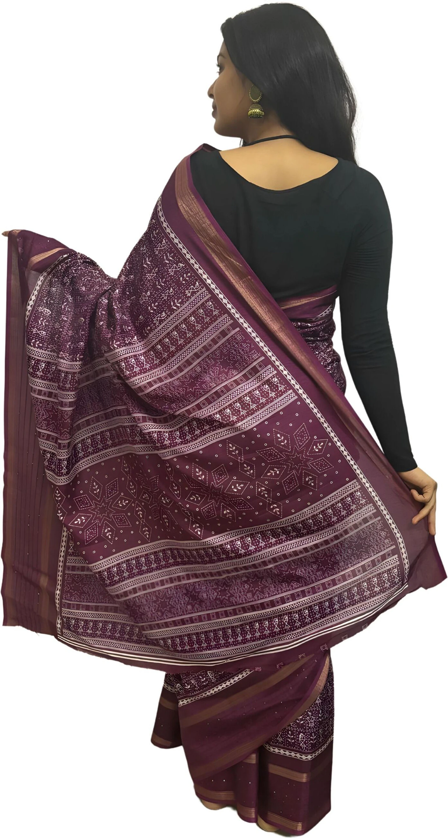 hetvi Printed Bollywood Art Silk, Silk Blend Saree (Magenta)