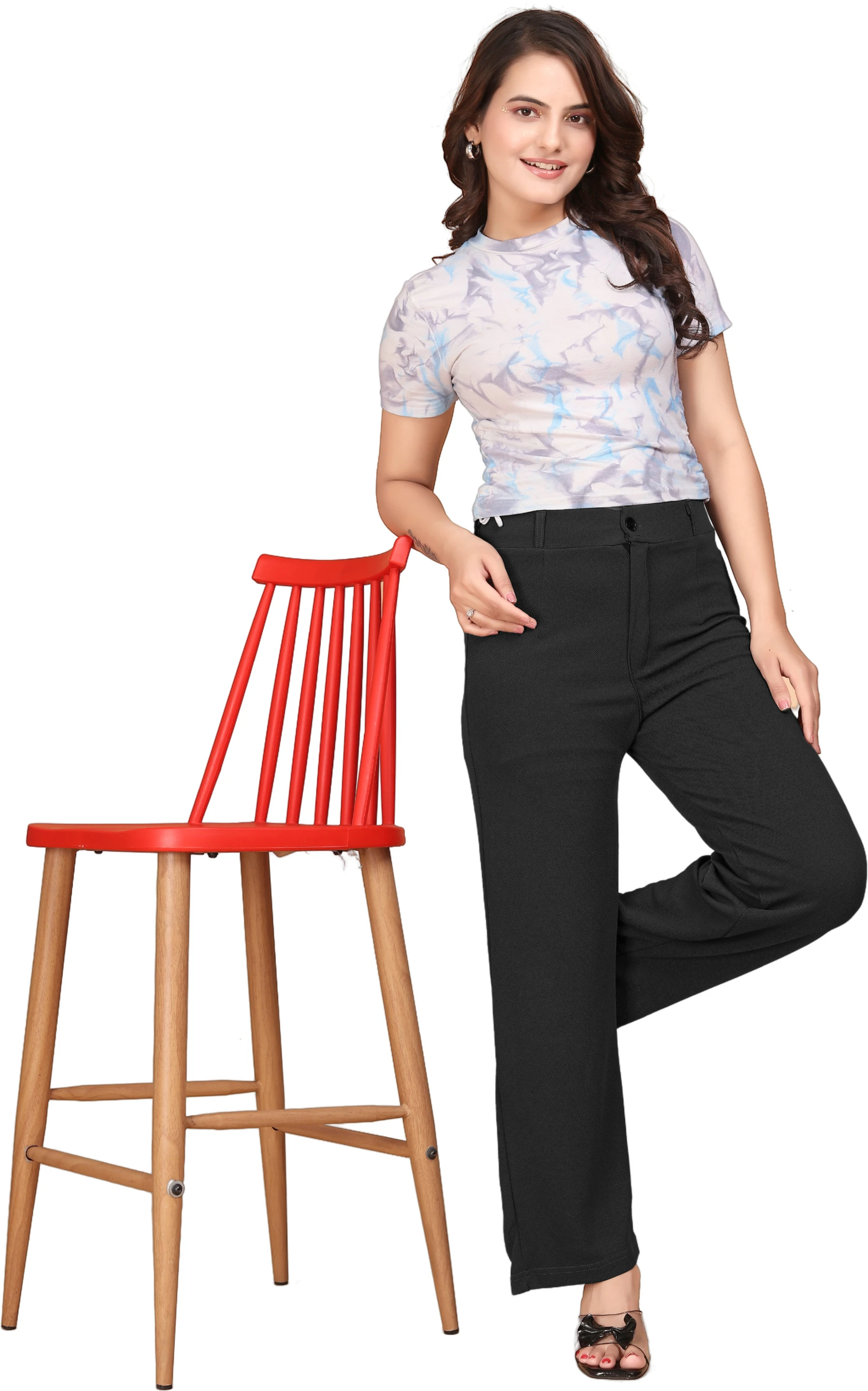 Hetvi Creation Women Regular Fit Black Viscose Rayon Trousers
