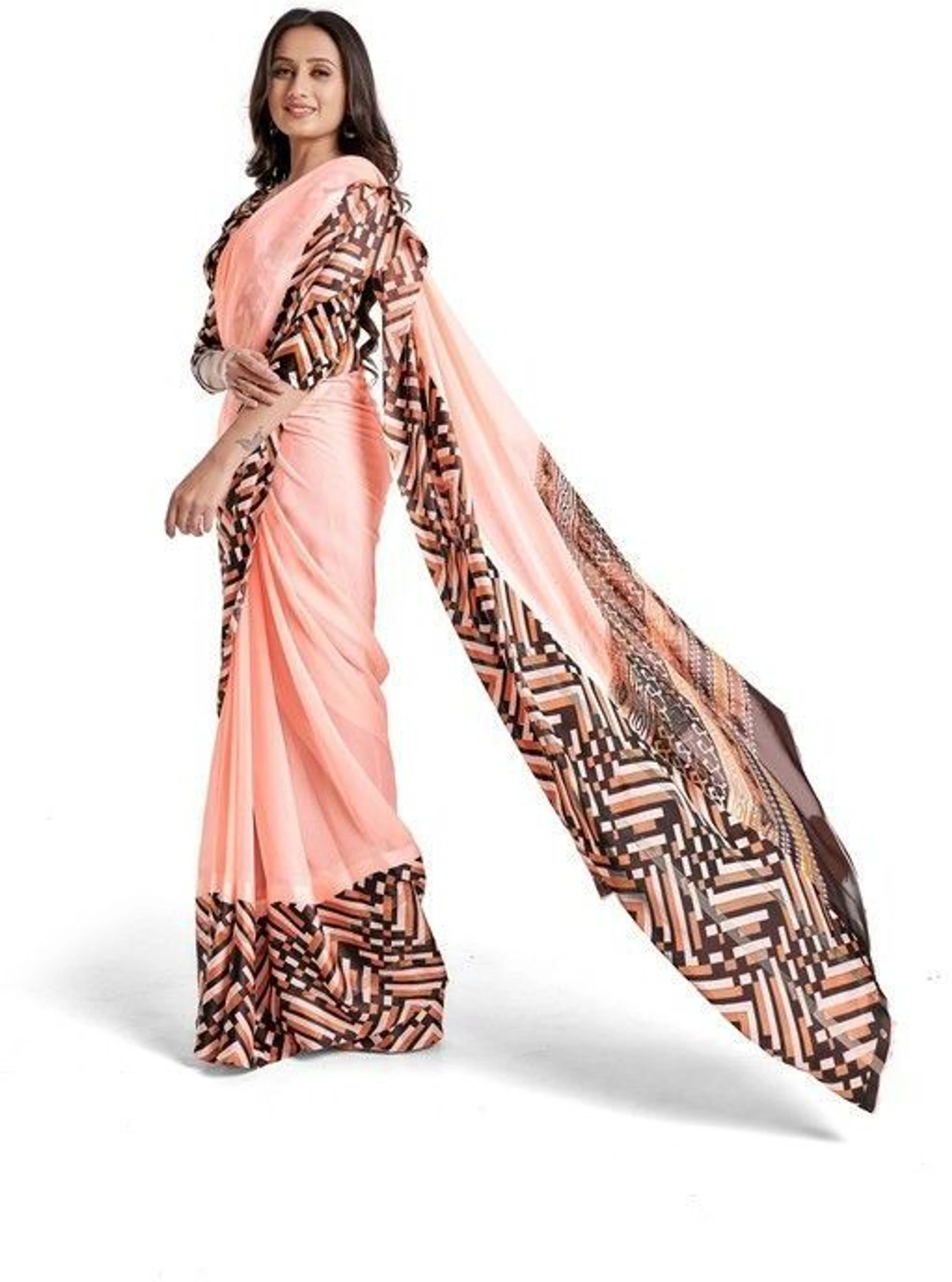 HETVI FASHIONS Printed Daily Wear Georgette Saree (Pink)