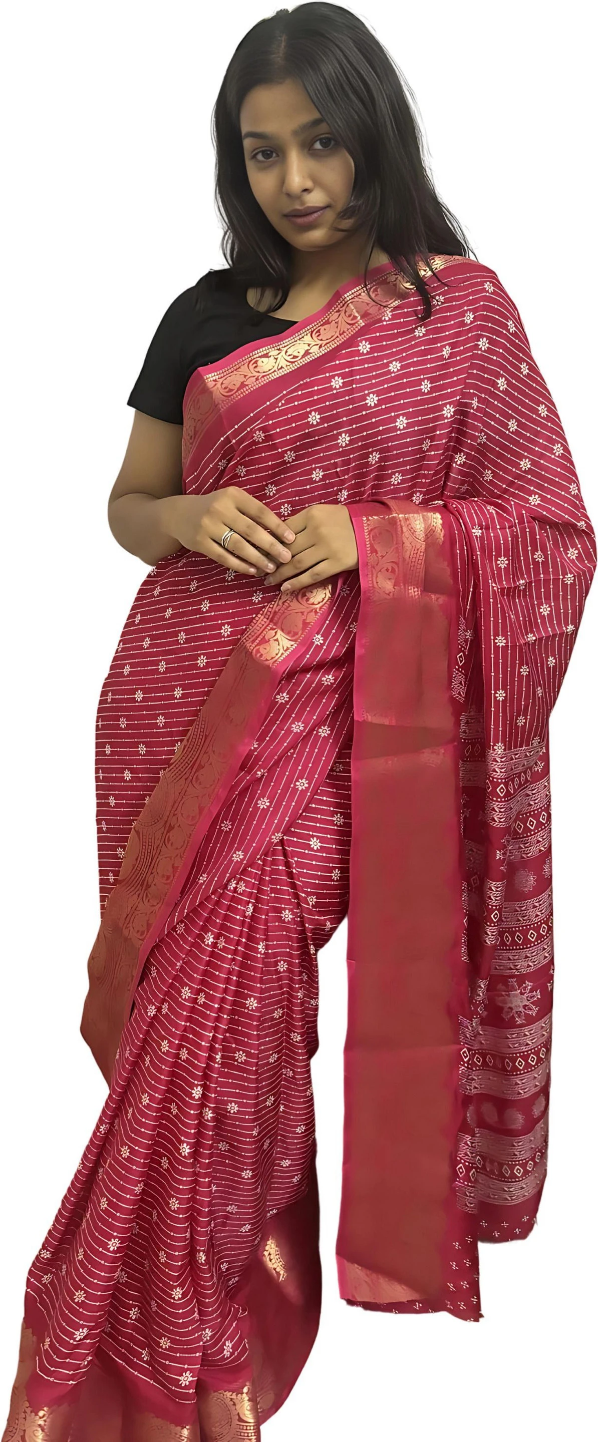 HETVI FASHIONS Printed Bollywood Art Silk, Silk Blend Saree (Red)