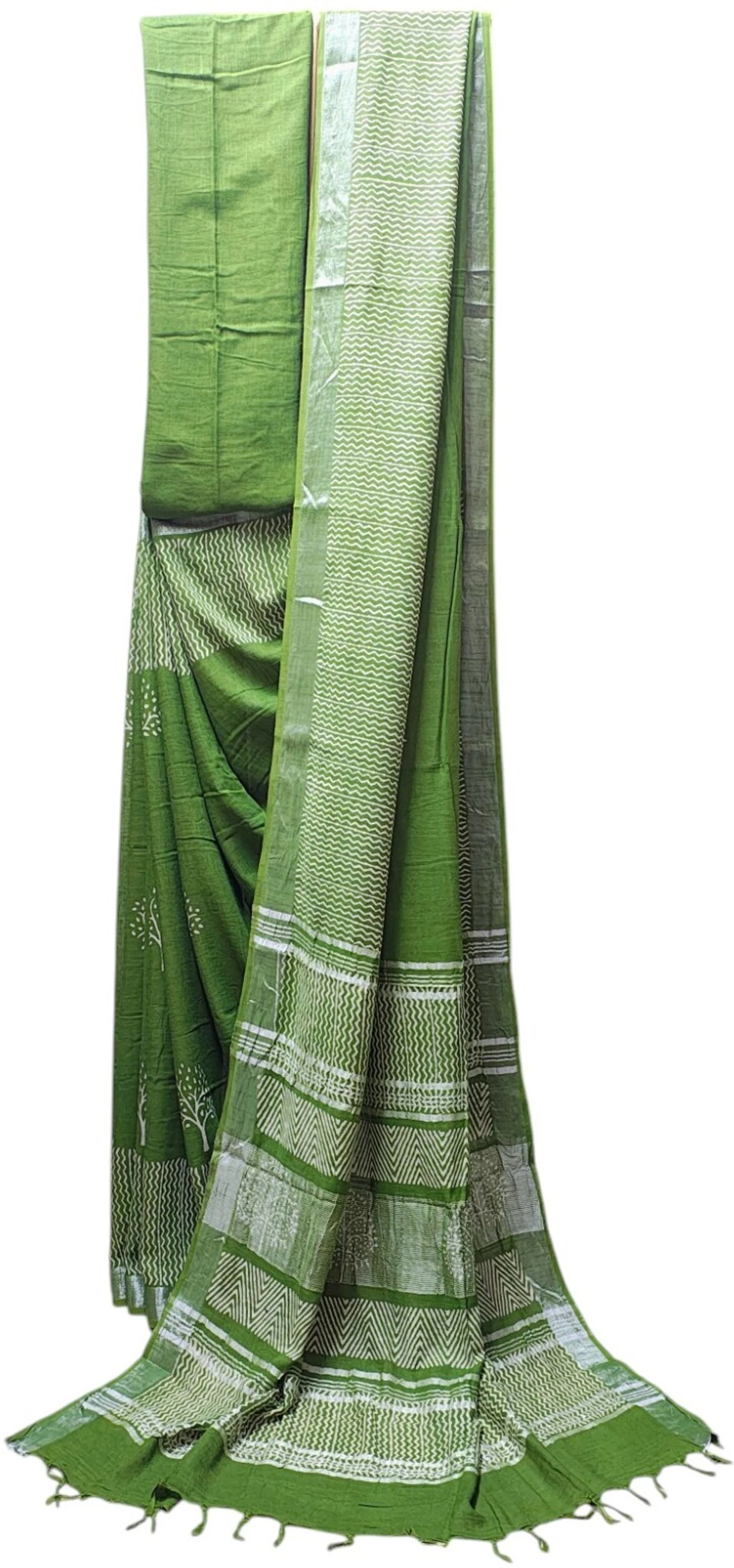 hetvi Printed Bollywood Georgette, Satin Saree (Dark Green)