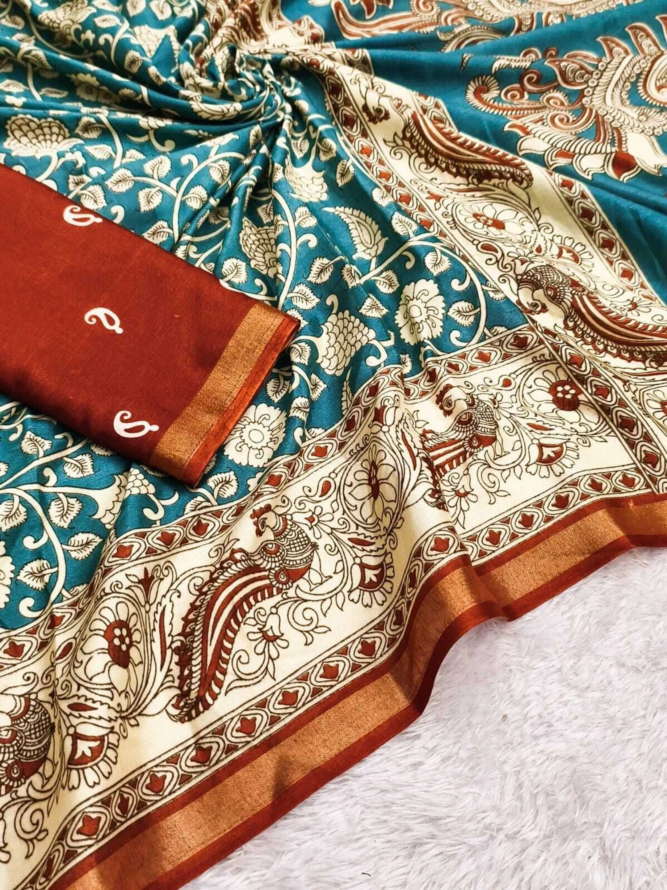 HETVI FASHIONS Embellished Bollywood Mulmul Saree (Blue)