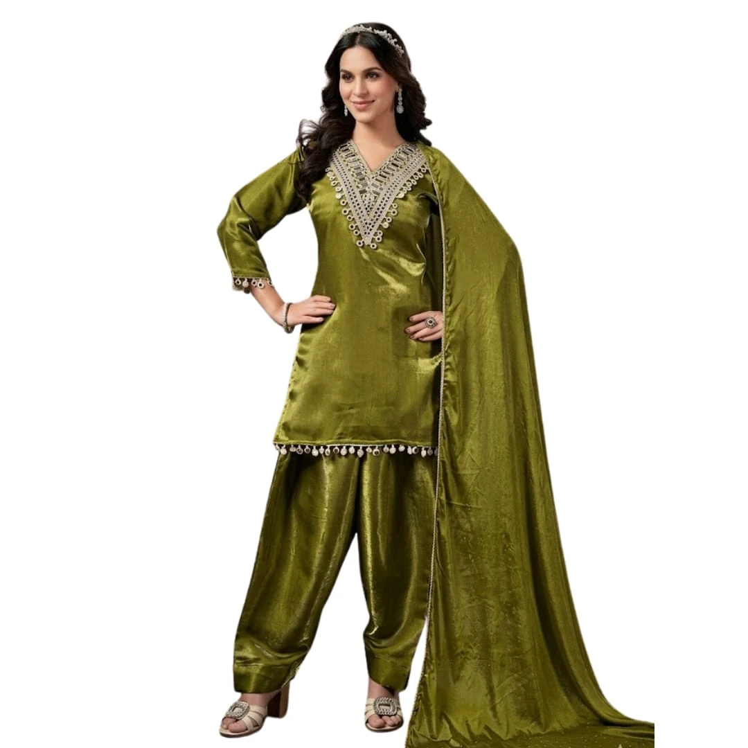 Green Embroidered Salwar Kameez Set