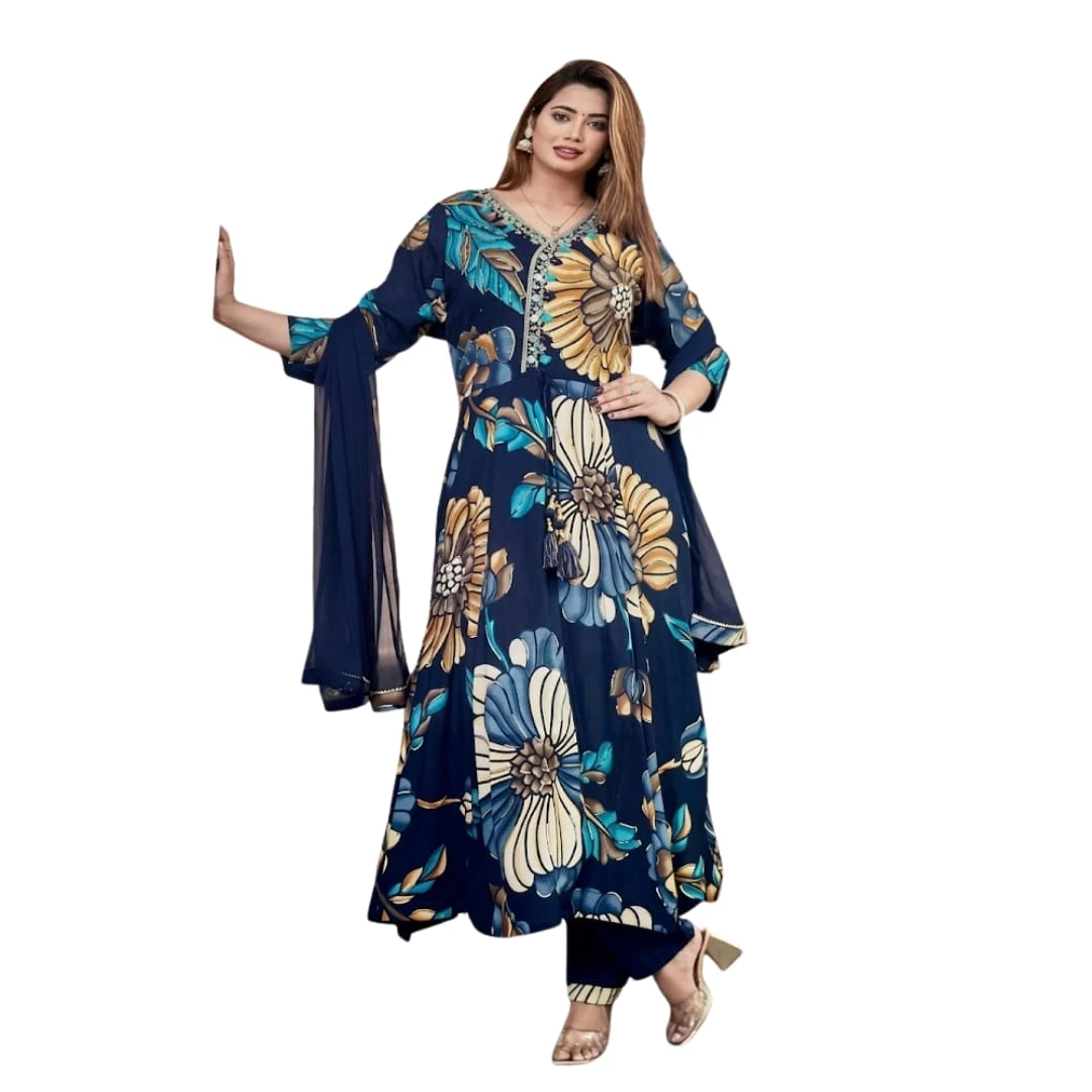 Floral Print Anarkali Kurta Set