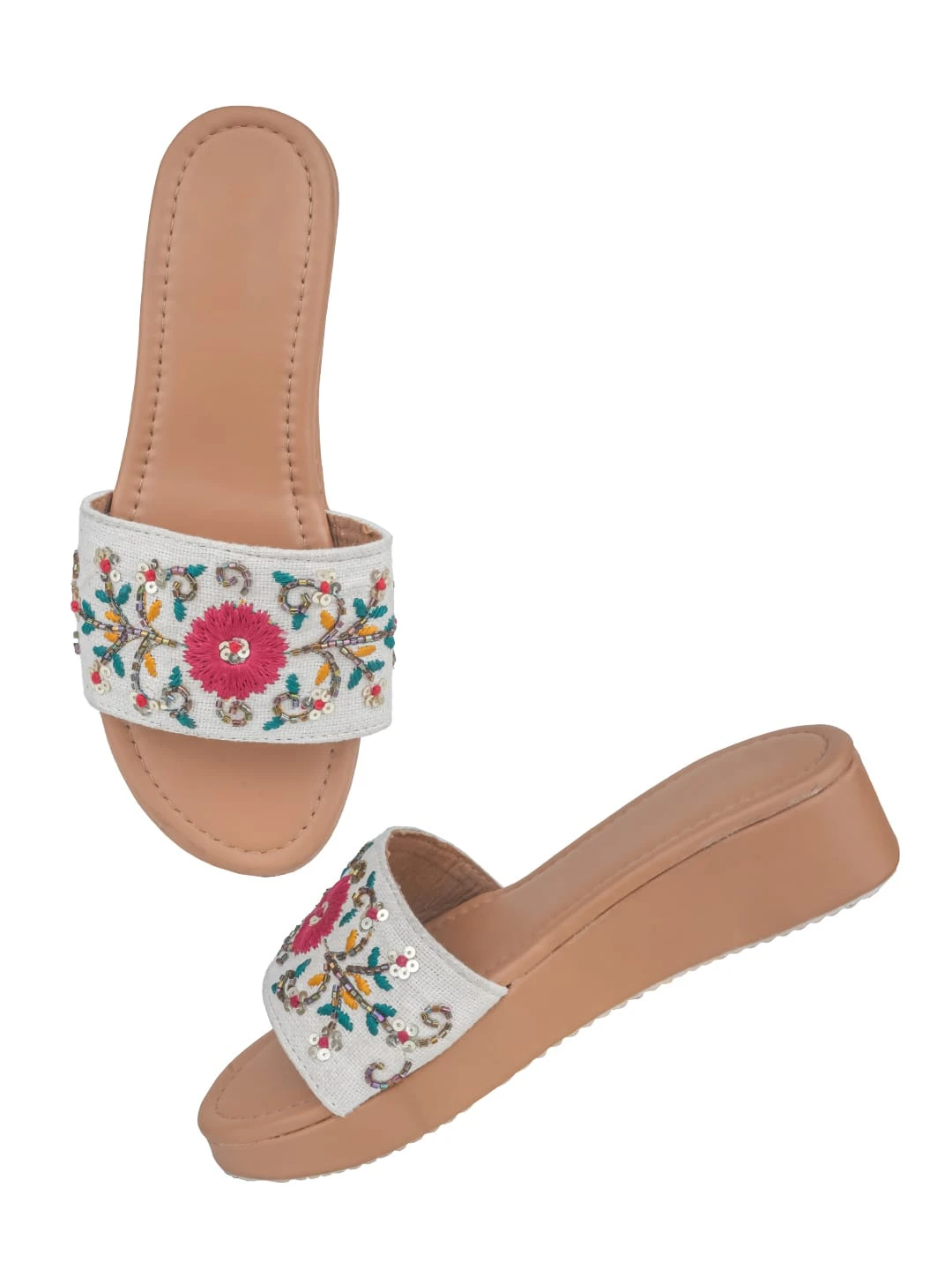 Brand: Stepella “Designer Women’s Hill Slippers –Stylish Ethnic Slip-On Flats with Elegant Embroidery & Comfortable Cushioned Sole”