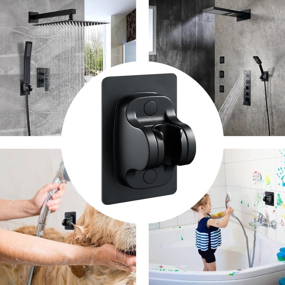 black big Self Adhesive Adjustable Shower Head Holder hook