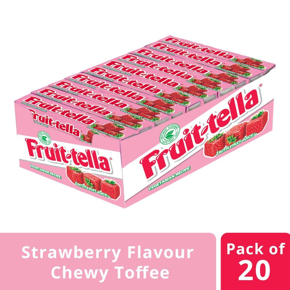 Fruitella, Strawberry Flavour, Chewy Toffee Stick Pack, 900 gram- Pack of 20