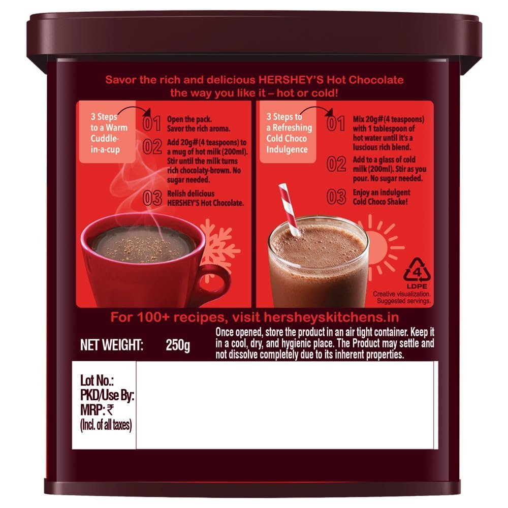 HERSHEY\'S Hot Chocolate Drink Powder Mix, 250 g