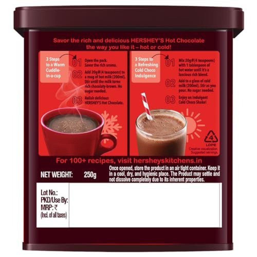 HERSHEY\'S Hot Chocolate Drink Powder Mix, 250 g