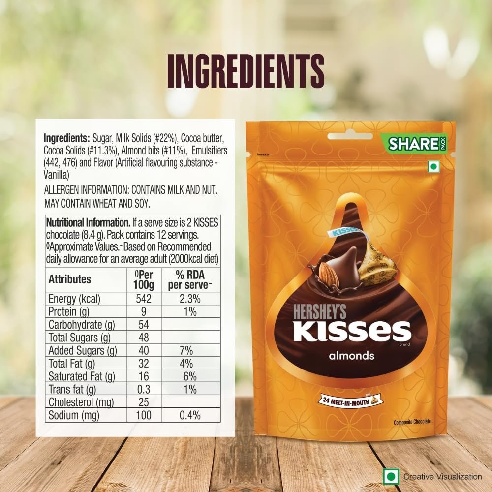 HERSHEY\'S Kisses Almond Pouch (2 X 100 Gram)