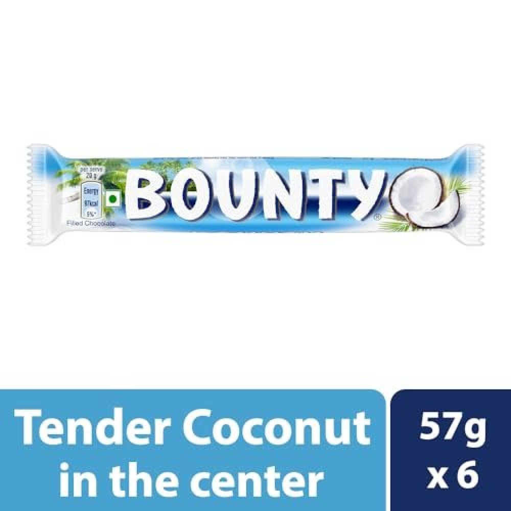 Bounty Coconut Filled Chocolate Bars, 100g ( Pack of 6 )