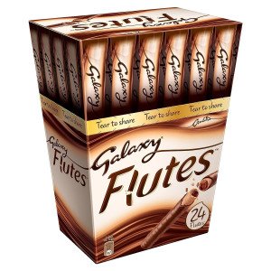 M ved Galaxy Flutes Chocolate Wafer Sticks, 24 Count, Tear
