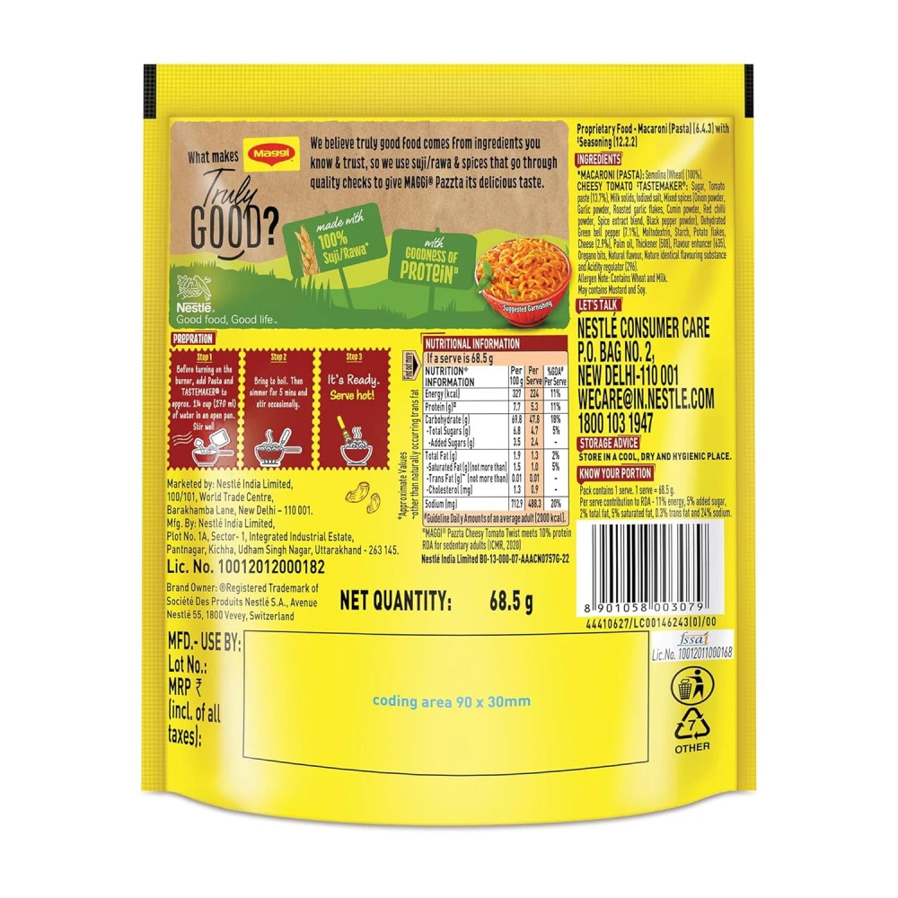 Maggi Pazzta Instant Pasta, Cheesy Tomato Twist - 64g(1)
