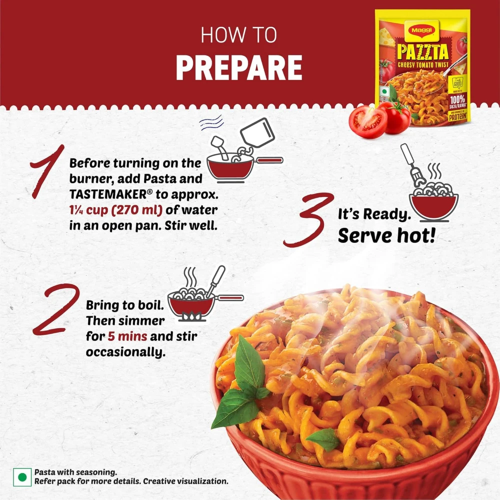 Maggi Pazzta Instant Pasta, Cheesy Tomato Twist - 64g(1)