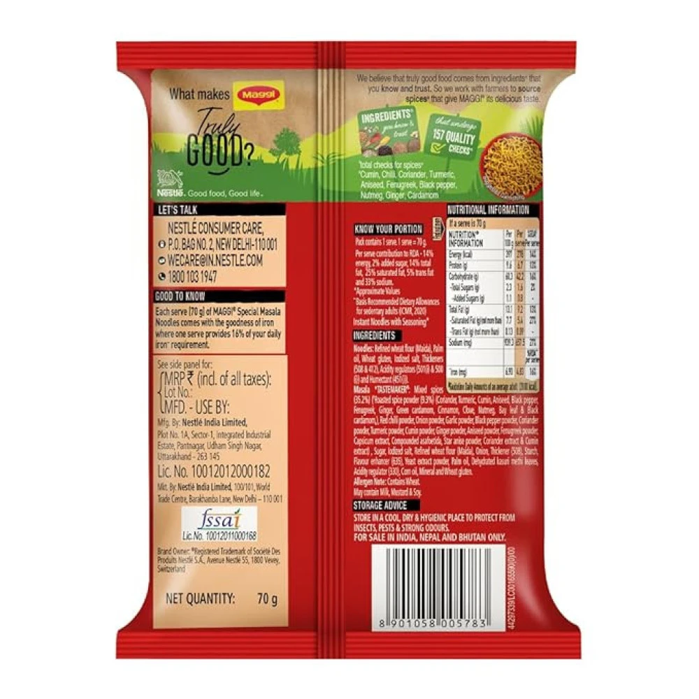 MAGGI 2-Minute Vegetarian Special Masala Instant Noodles