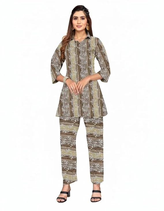 Pick Cell Women Cotton Canderi Kurti and Pant | Ethnic for and Comfortable Cotton Blend | Stylish Festive and Casual Outfit