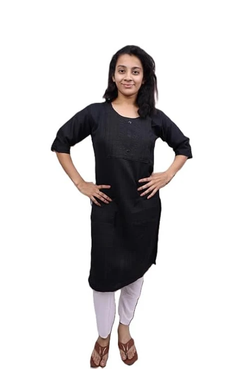 Pick Cell Women’s Soft Cotton Blend Embroidered Kurti | Lightweight and Breathable Comfortable Regular Fit for Office, Travel and Festive Use