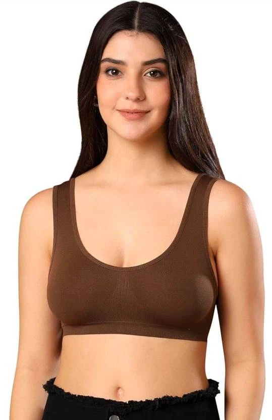 Women Bralette Non Padded Bra  Light Brown