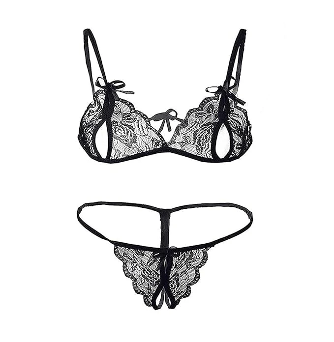 VIRALX10 Babydoll Bikini Set| Non-Padded Bra & Panty | Nightwear/Lingerie/Negligee | Hot for Couples Honeymoon/First Night/Anniversary for Women/Ladies/Girls Size Small color Black