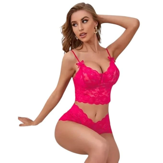 VIRALX10 Women Lingerie Set Color Pink Size Medium