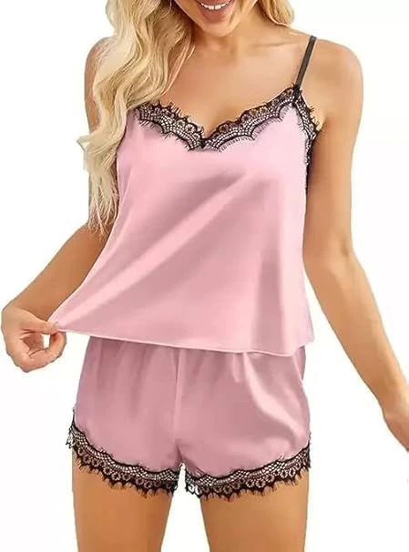 VIRALX10 Women Babydoll Set (Pink, S)
