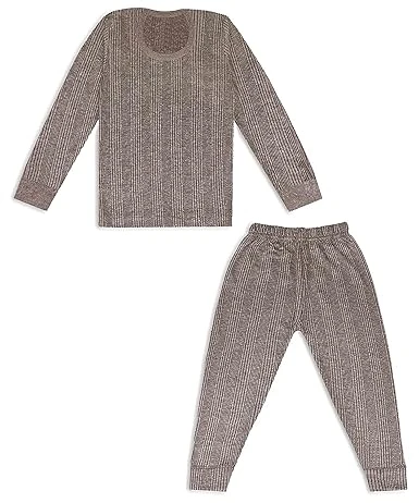 Warmer Kids Thermal/Winter Wear/Warmer for Girls and Boys, 1 Upper and 1 Lower Color Brown Size 12-18 Month