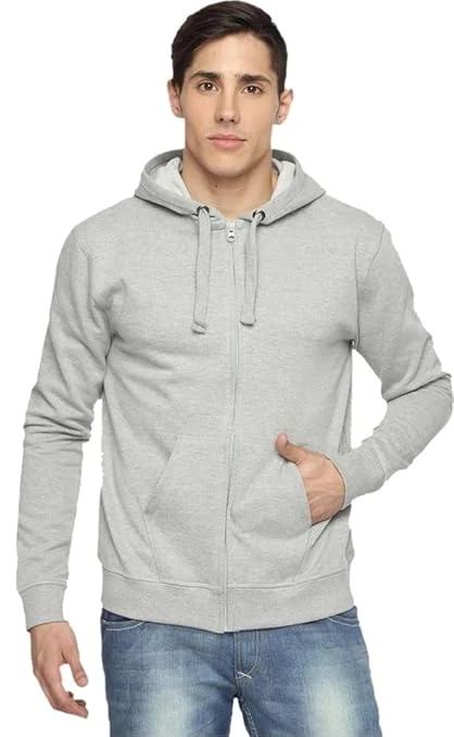 Talitha Fashion Classic Full-Zip Hooded Sweatshirt, Lavender, Cotton Blend, Casual Athletic Wear with Front Pockets Color Grey