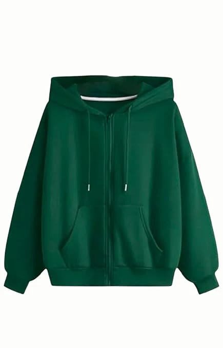 Talitha Fashion Women's Solid Casual Zipper Hoodie || Sweatshirt for Women Winter Wear || Casual Full Sleeves Women Stylish Hooded Neck Fleece Zipper Hoodie for Winter Wear Color Green