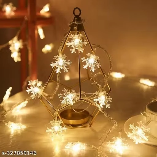 X Pulse Decorative Snowflake 14 led String LED Lights for Diwali Christmas Wedding Warm White 3 Meter