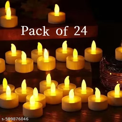 LED Tealights, Smokeless Plastic Decorative Candles (Yellow Light, Pack of 24)