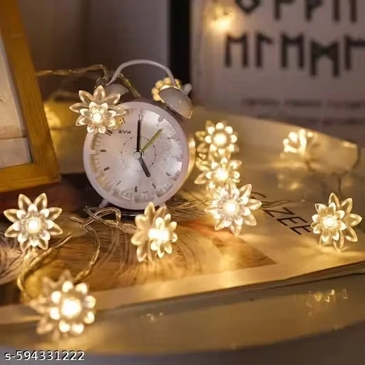 14 LED Double Layer Lotus Flower String Lights - 3M Warm White Plug-in Fairy Lights for Diwali Decoration, Christmas, Mandir, Home, Party, Festival & Bedroom Decor Name: 14 LED Double Layer Lotus Flower String Lights - 3M Warm White Plug-in Fairy Lights f