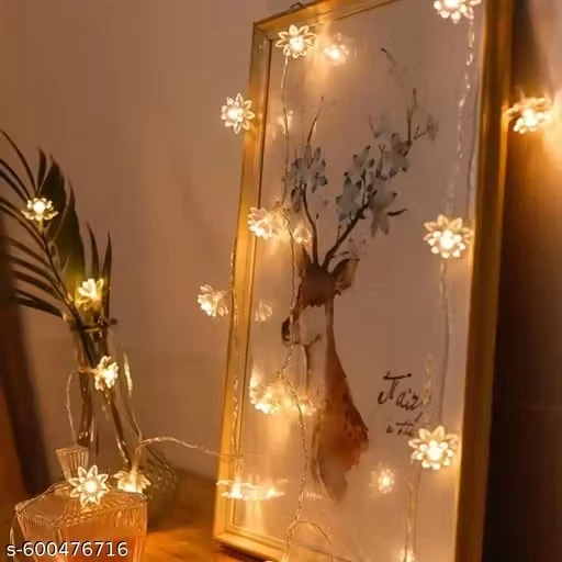 Double Silicone Flower 14 LED 3 Meter Fairy String Lights for Home Decoration Waterproof String Light Flexible Lotus Fairy Light for Bedroom, Room, Balcony Decoration (Pack of 1, WW)