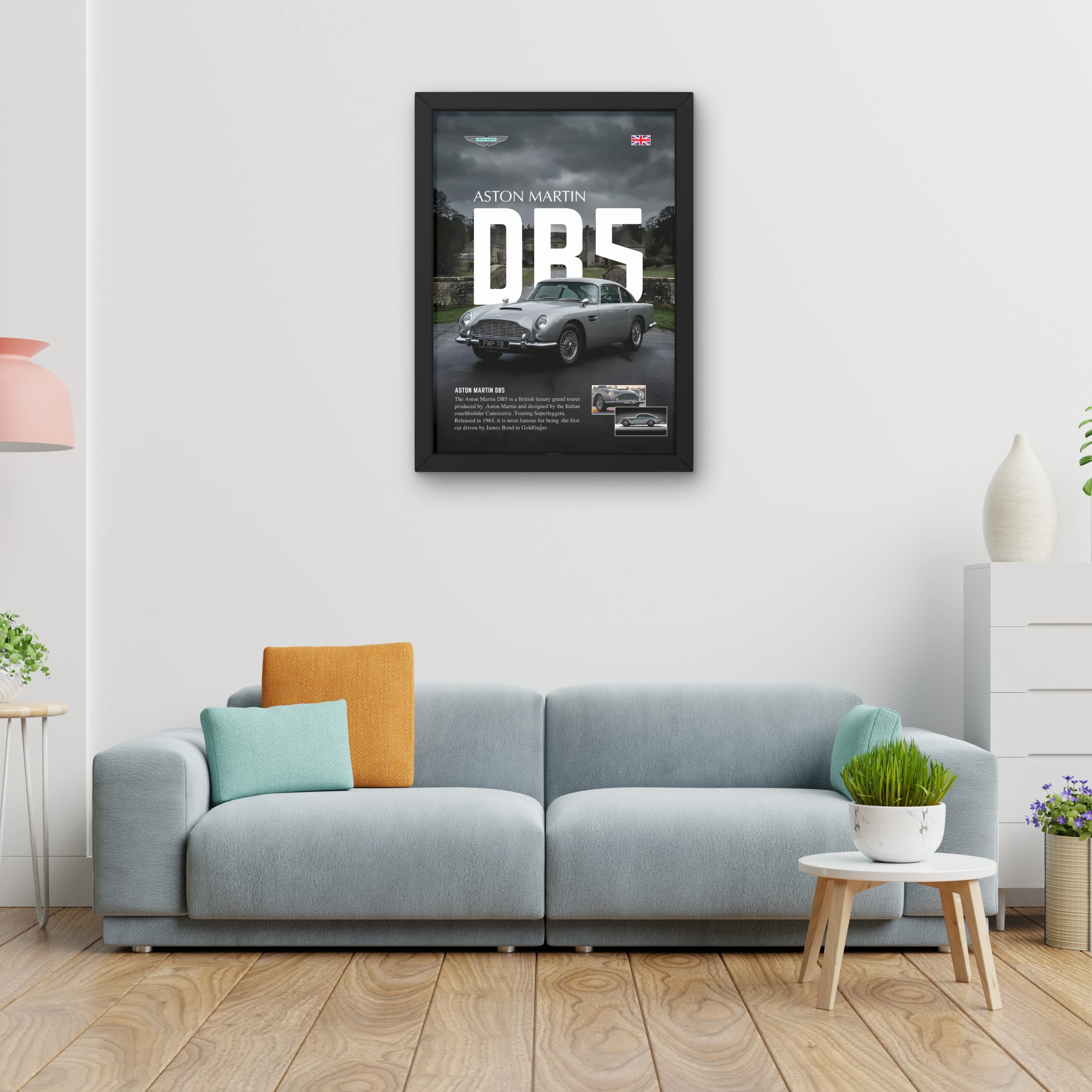 VK Craft Creations Car Framed Poster, Cars Theme, Digital Reprint, 12 x 9 inch, Gift for Boys Room, Pack of 1 (Style 44)