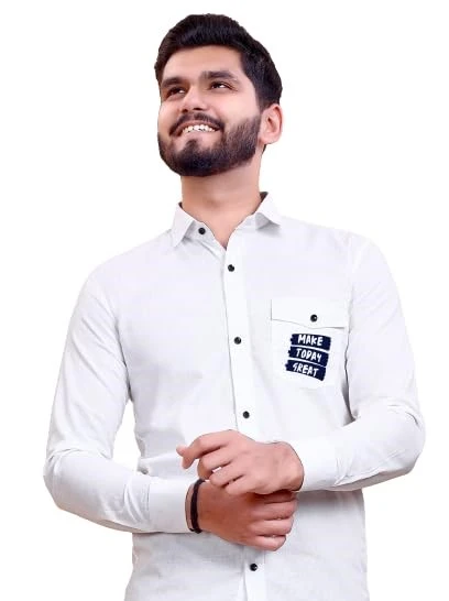 Men's Slim Fit Casual | Textured Printed Cotton Shirt with Spread Collar