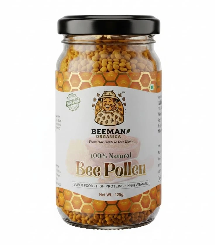 Organic Bee Pollen Granules (125 Grams)- Pure & Raw | Natural Energy Booster Superfood - Direct from our farm- Rich in Minerals, Proteins, Vitamins and Anti-oxidants- Supports Immunity, Stamina & Daily Vitality
