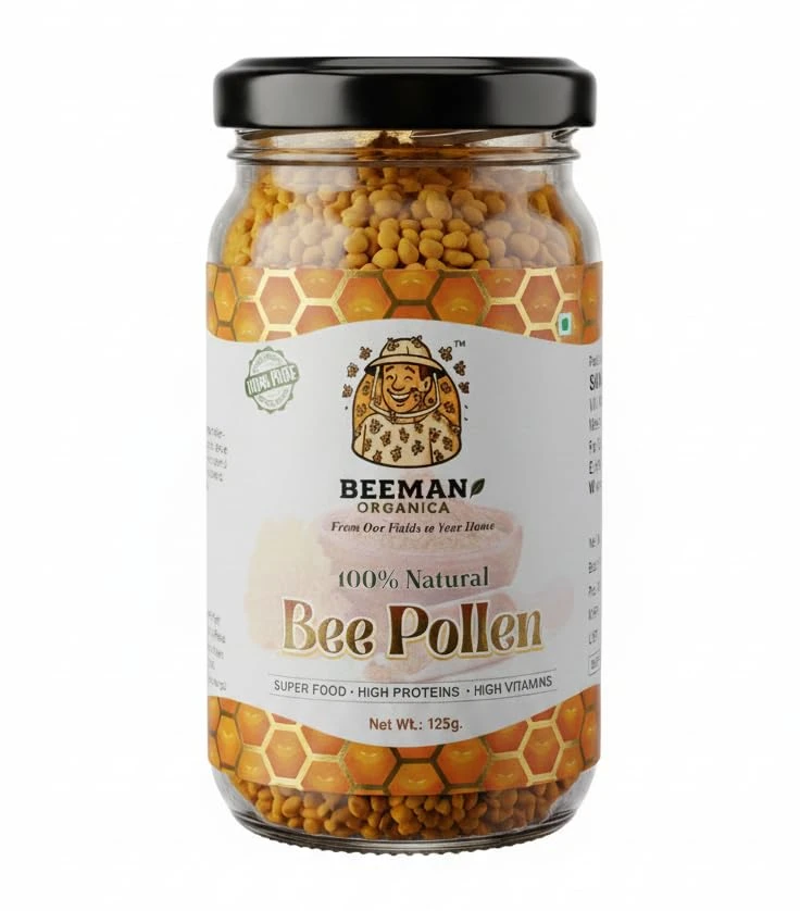 Organic Bee Pollen Granules (125 Grams)- Pure & Raw | Natural Energy Booster Superfood - Direct from our farm- Rich in Minerals, Proteins, Vitamins and Anti-oxidants- Supports Immunity, Stamina & Daily Vitality