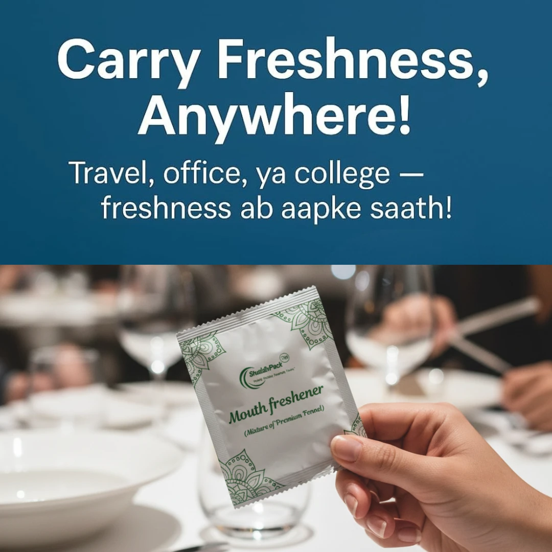 ShuddhPack Mint & Saunf Mukhwas Sachets 100 Pack | After Meal Mouth Freshener Packets | Hygienic Single-Use Mint Fennel Freshener for Hotels, Restaurants & Travel