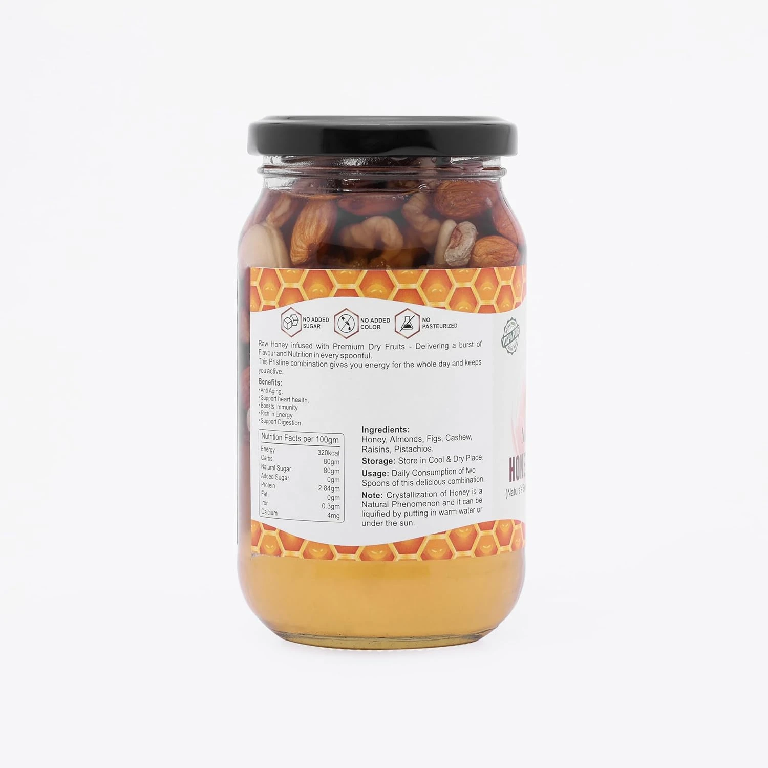 BEEMAN ORGANICA Honey Nut Fusion | Dry Fruits Fermented In Honey | 500 Gm | Winter Soecial Meal | Tasty and Healthy | Nutrients Rich