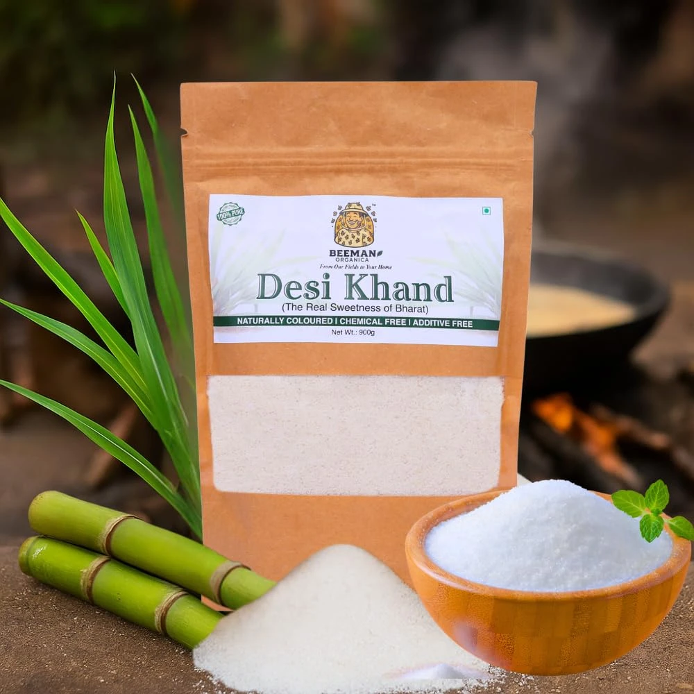 BEEMAN ORGANICA Organic Desi Khand (Combo_450 Gm & 900 Gm) Chemical & Pesticides Free | Unrefined Raw Sugar | Rich In Nutrients