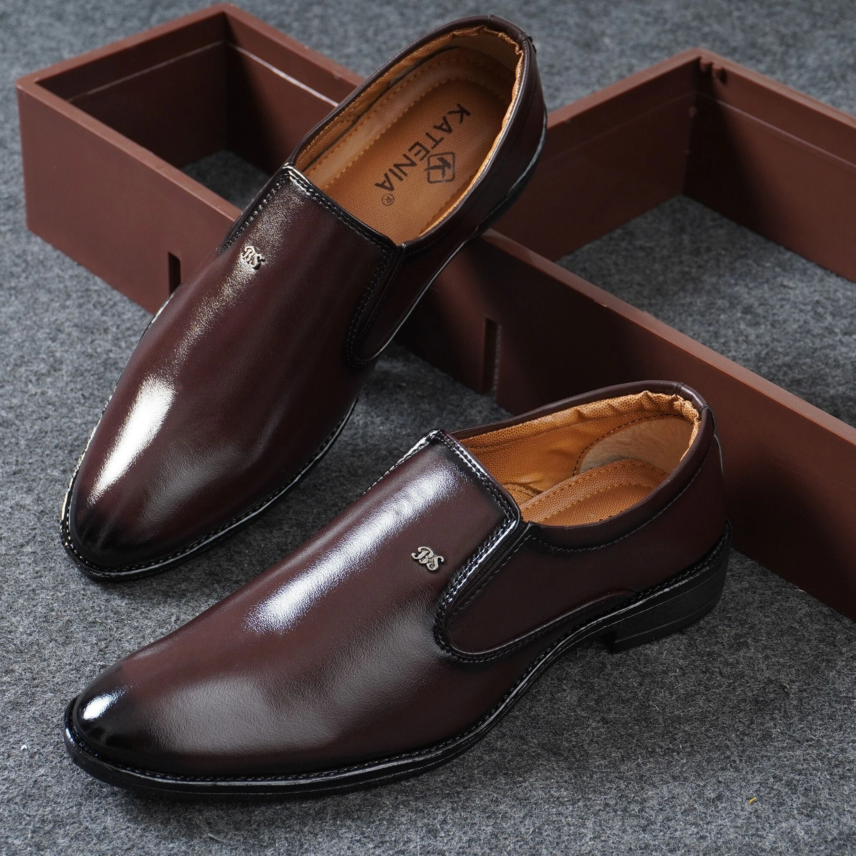 Black Office Wear & Party Wear Semi Formal shoes Slip On For Men